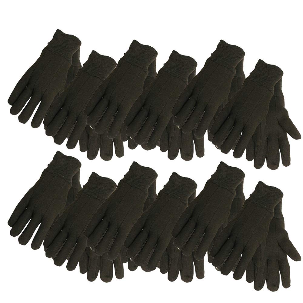 Midwest Gloves & Gear brown jersey gloves in a 12-pack for versatile everyday work.