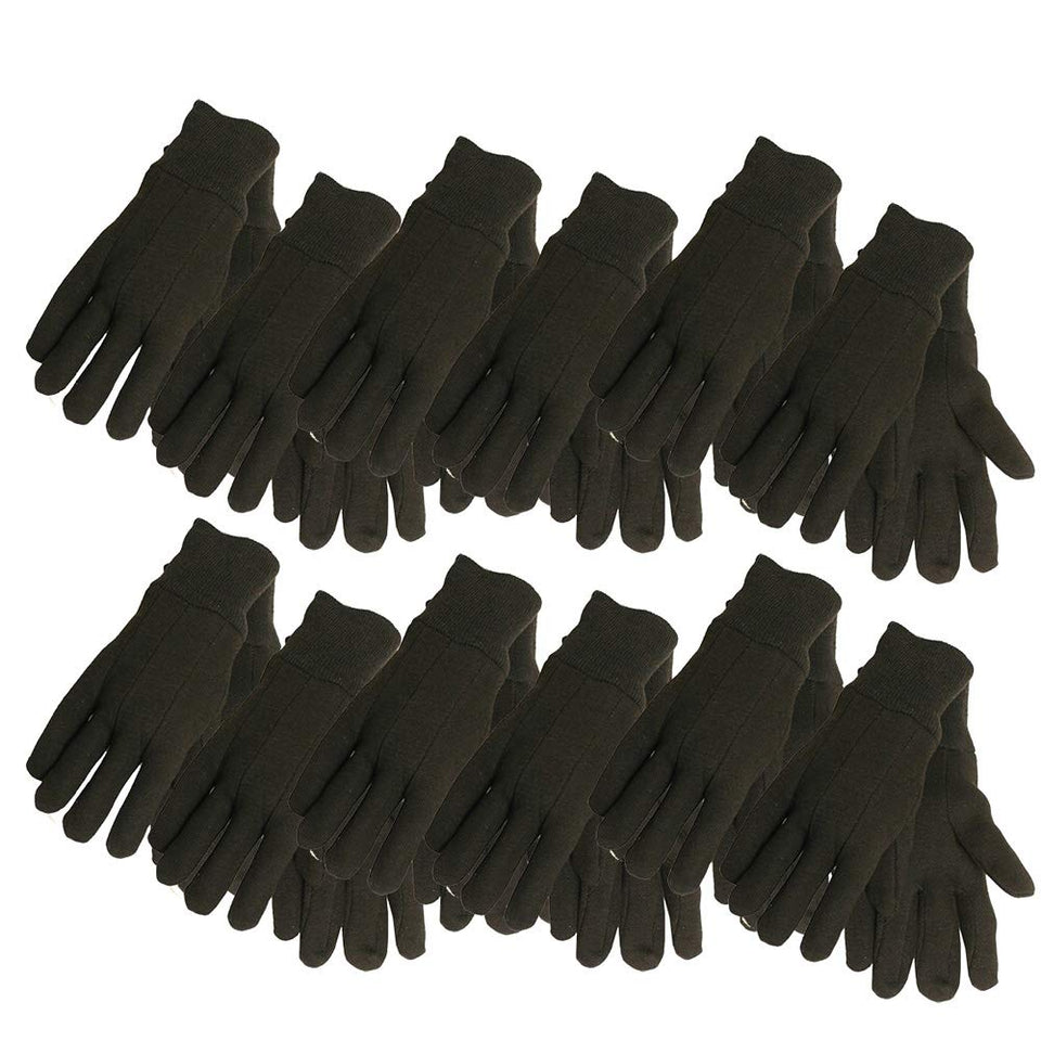 Midwest Gloves & Gear brown jersey gloves in a 12-pack for versatile everyday work.