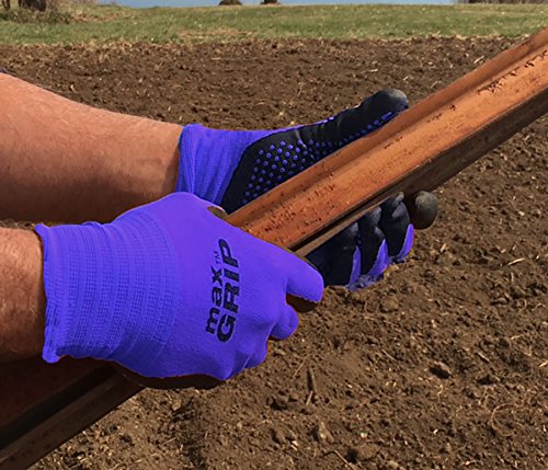 Midwest Max Grip gloves blue on hand demonstrating flexible fit for work