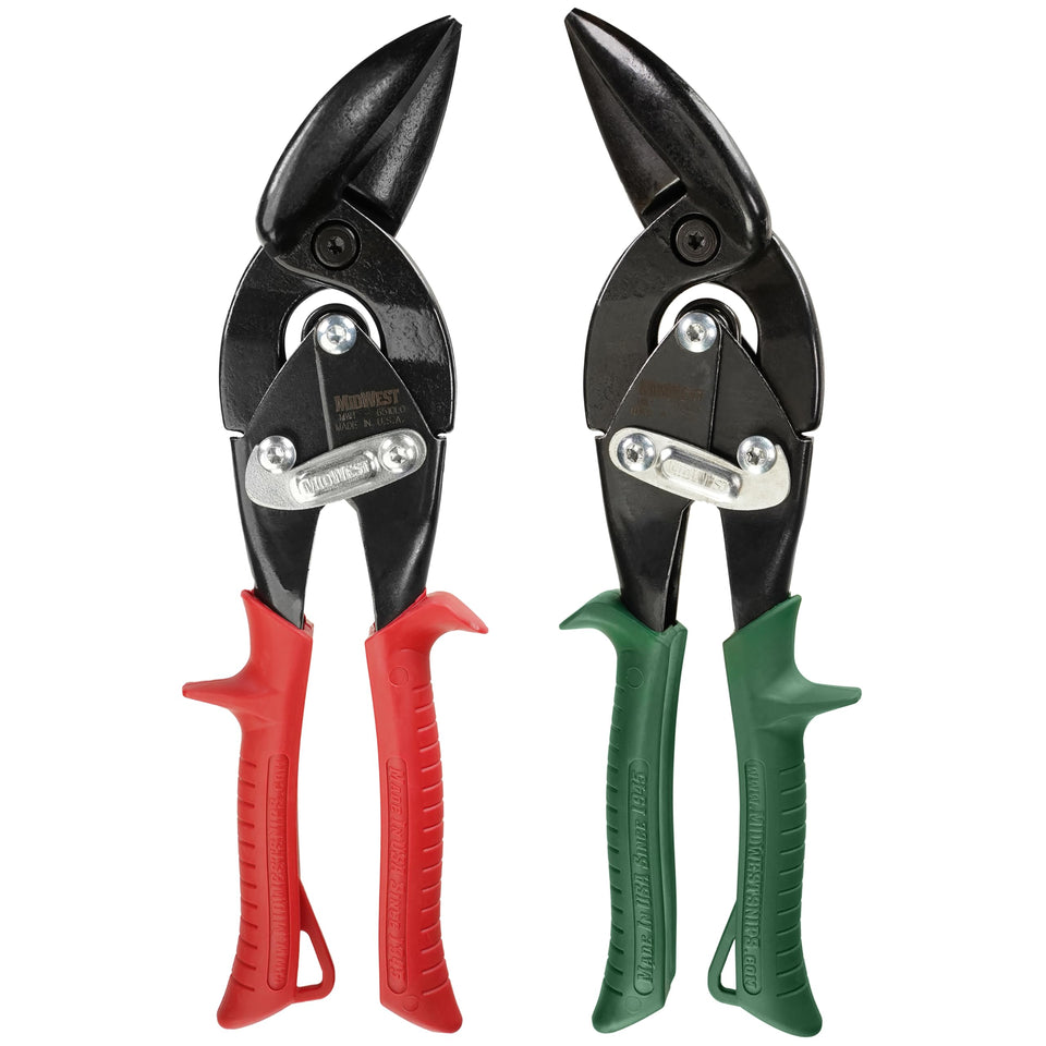 Midwest Snips Blackout left-cut offset snip for precise straight and curved cuts.