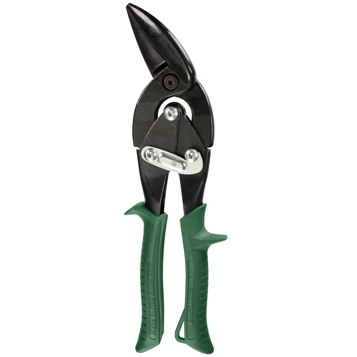 Midwest Snips Blackout right-cut offset snips for precise straight and curved cuts.