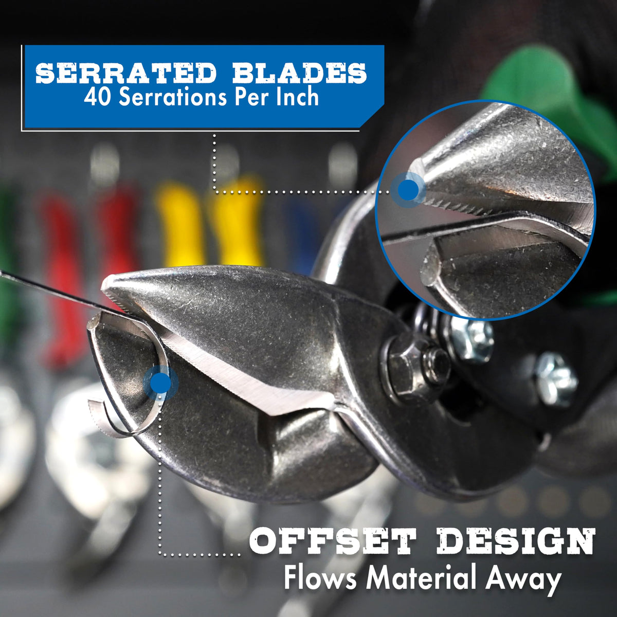 Midwest Snips pinch-thru-point cuts deliver clean notches with less effort