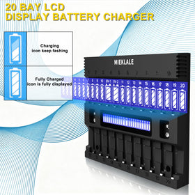MIEKLALE 20+2 bay charger protections prevent overcharge and short circuits.
