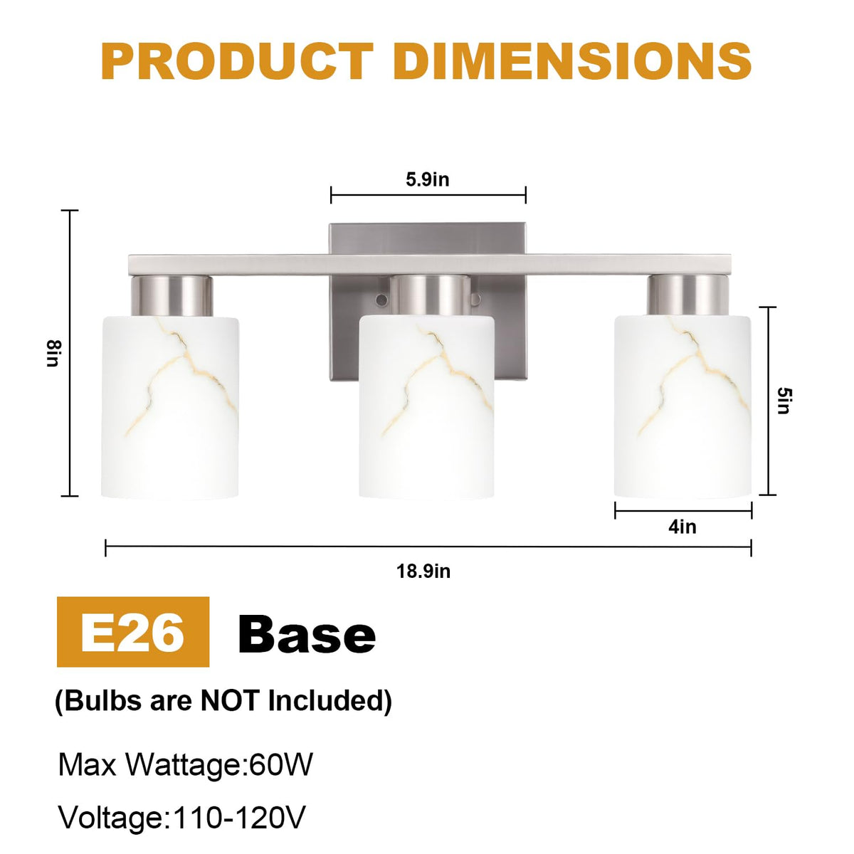 Mieloxiy white marble glass shade diffuses vanity lighting softly.