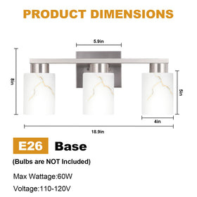 Mieloxiy white marble glass shade diffuses vanity lighting softly.