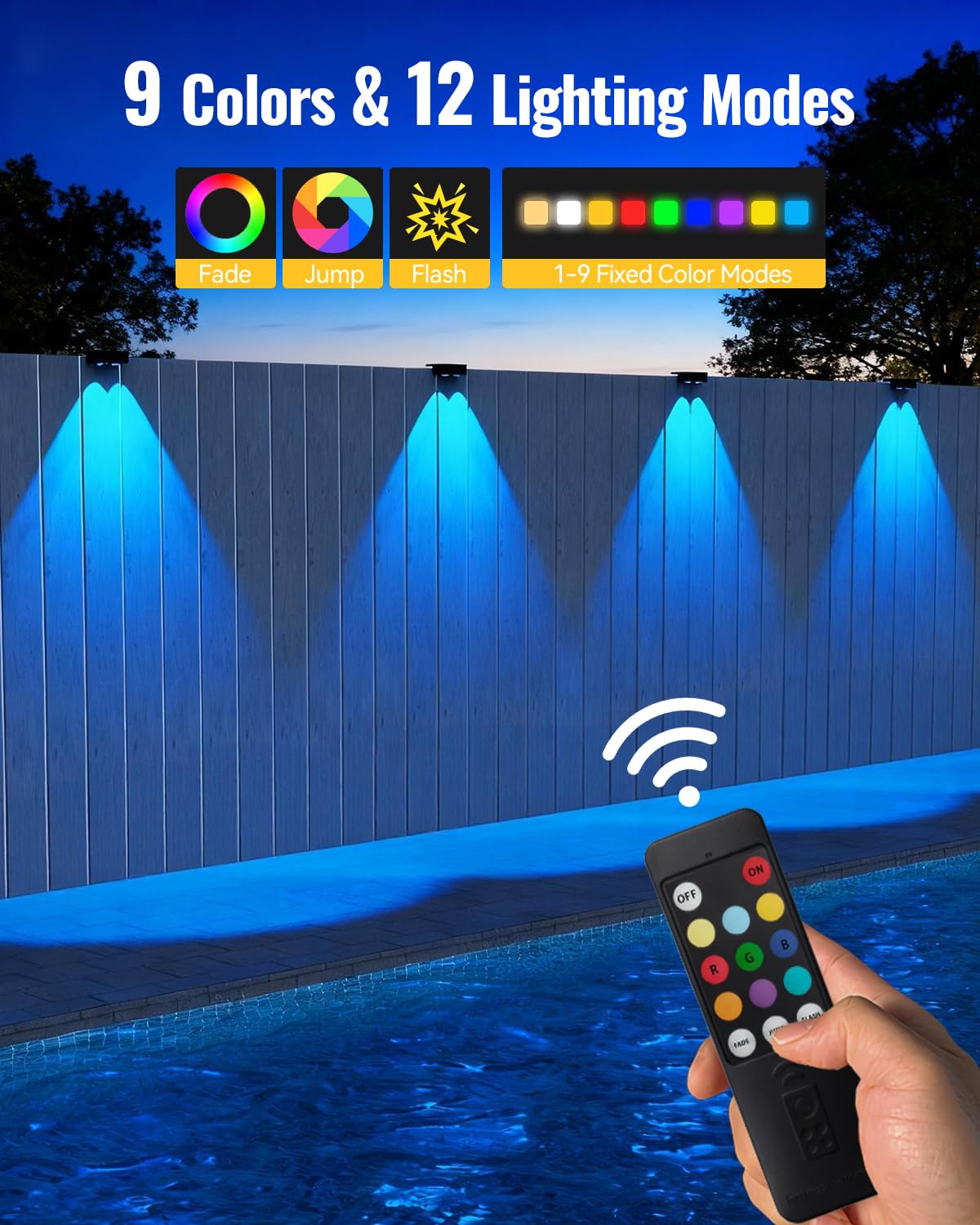 MIFISH RGB color-changing fence lights for ambient yard decoration