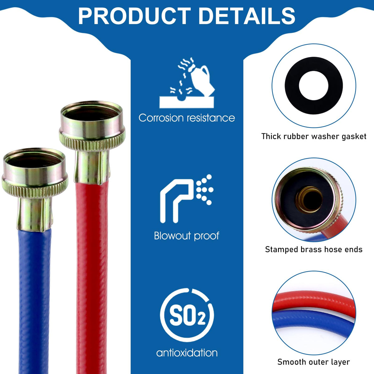 MIFLUS 3/4 inch NPT fittings on the hose close-up.