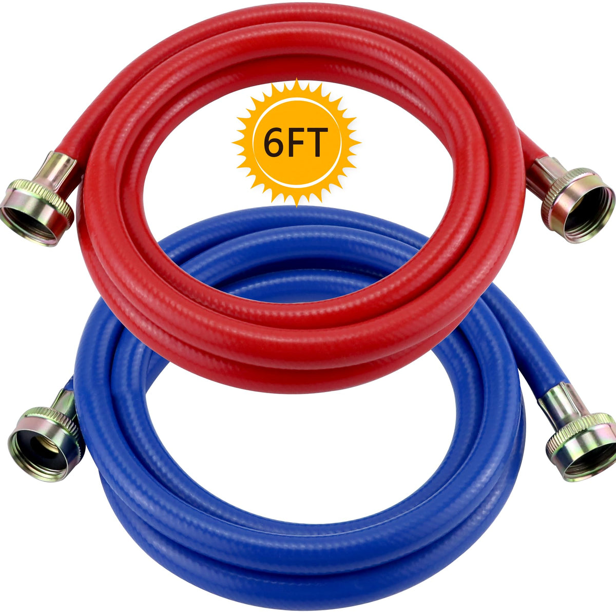 MIFLUS 6ft washer hose with brass nuts for secure connections.