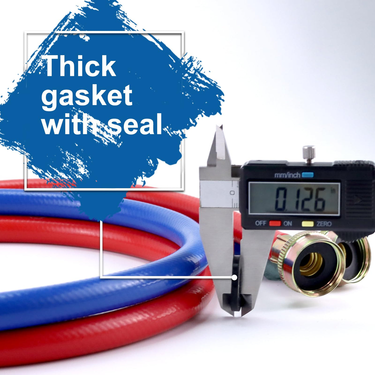 MIFLUS hose shown beside washer and dryer hookups.
