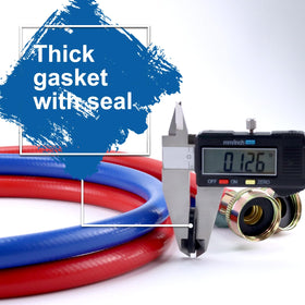 MIFLUS hose shown beside washer and dryer hookups.