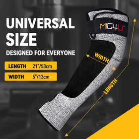 MIG4U farming sleeve protects forearms during planting and pruning.
