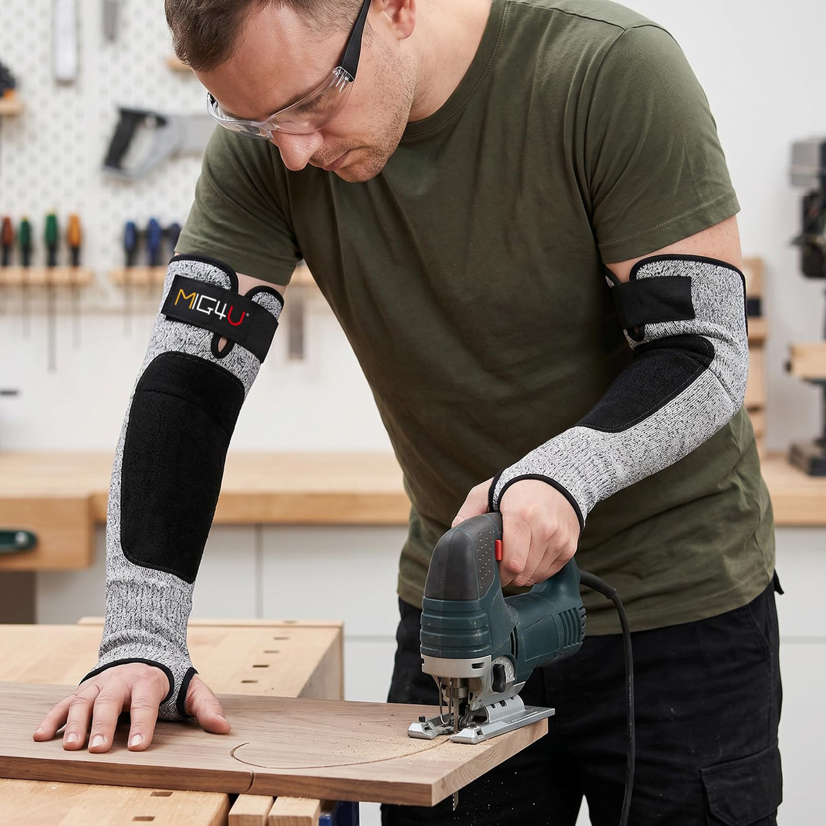 MIG4U outdoor work sleeve shields forearms from dirt and debris.