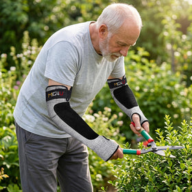 MIG4U pruning sleeve guards forearms against scratches from thorny plants.