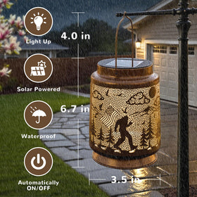 Miggley Bigfoot solar lantern lights your walkway at night.
