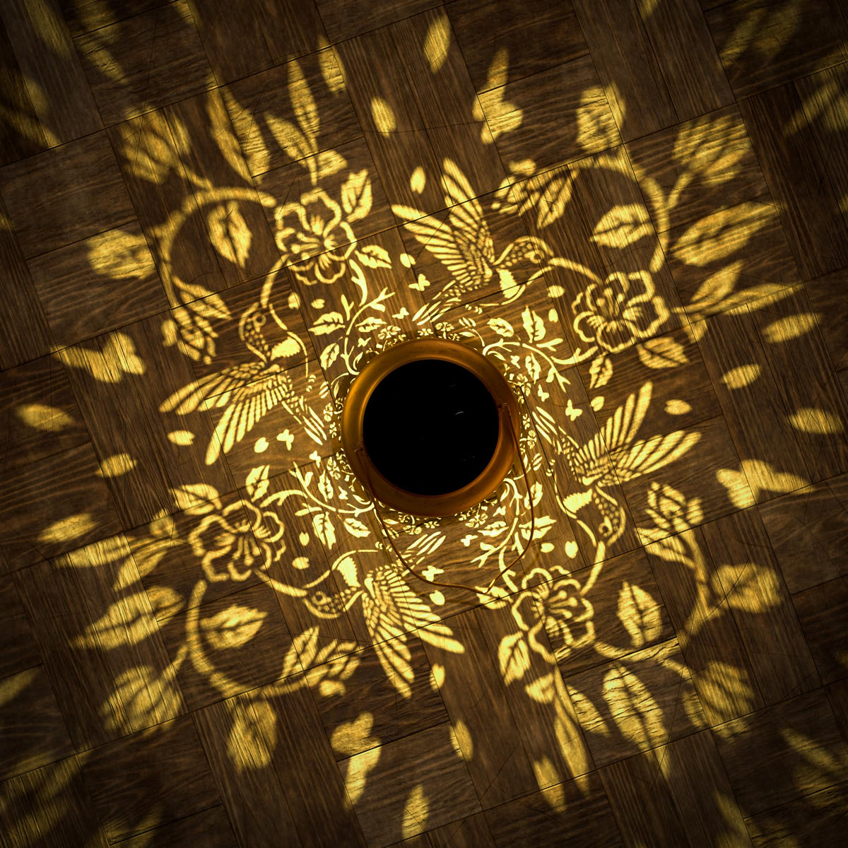 Miggley garden lantern on deck creates inviting glow day and night.