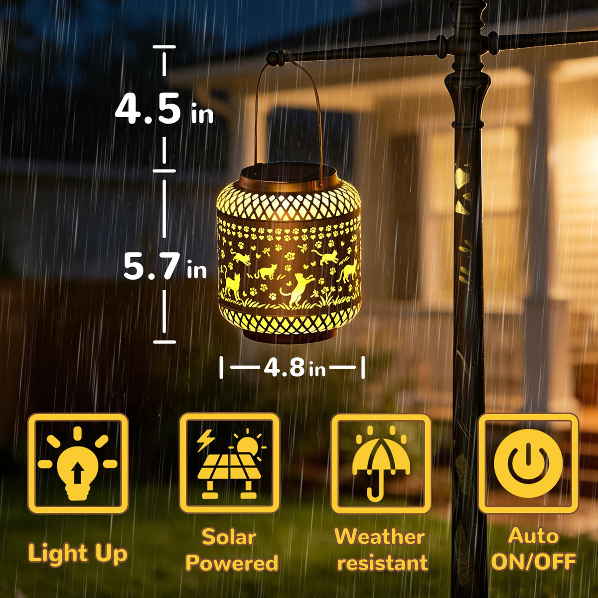 Miggley Patio Porch Garden Lantern adds artistic charm day and night.