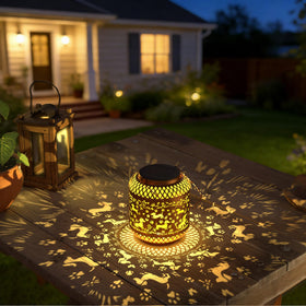 Miggley Solar-Powered Lantern auto-lights at dusk with no wiring.