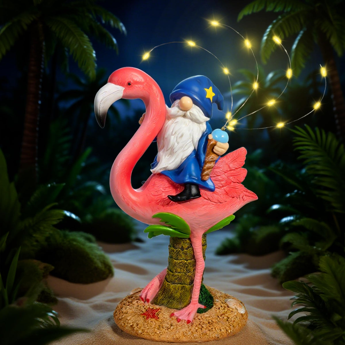 Miggley waterproof resin statue stands up to rain and sun.