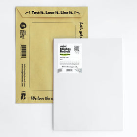 Mighty Boards Minis color swatches with labeling area on white panel