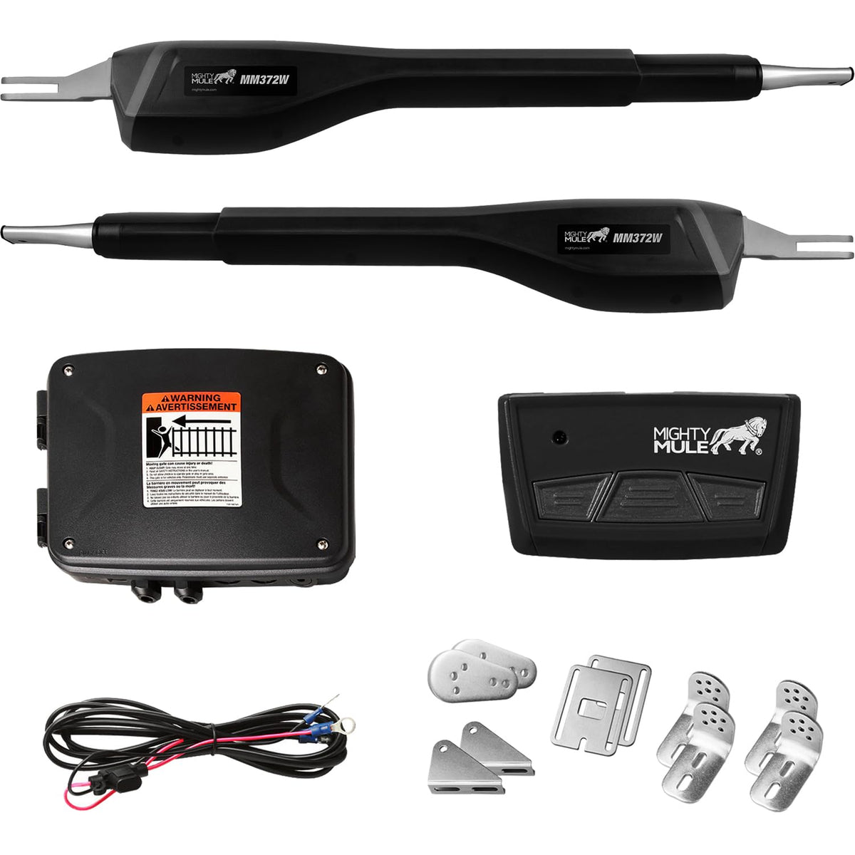 Mighty Mule MM372W dual-gate opener kit enabling smooth residential dual-swing automation