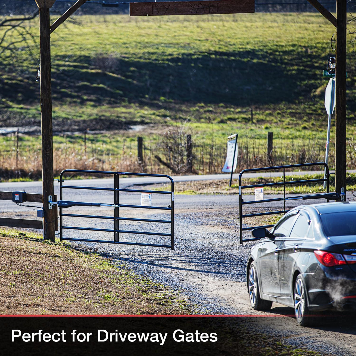 Mighty Mule MM372W remote with three buttons for quick gate access