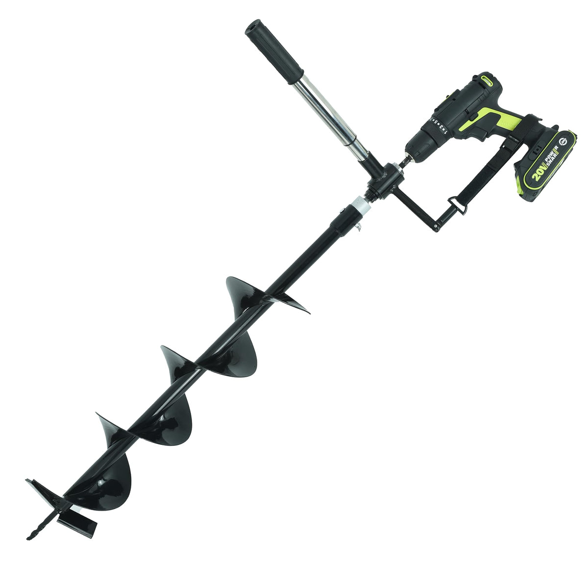 MightyPhine Earth Auger 6in x 32in assembly ready for quick drill setup
