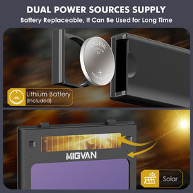 MIGVAN welding helmet arc sensors activate rapidly to protect during demanding welds
