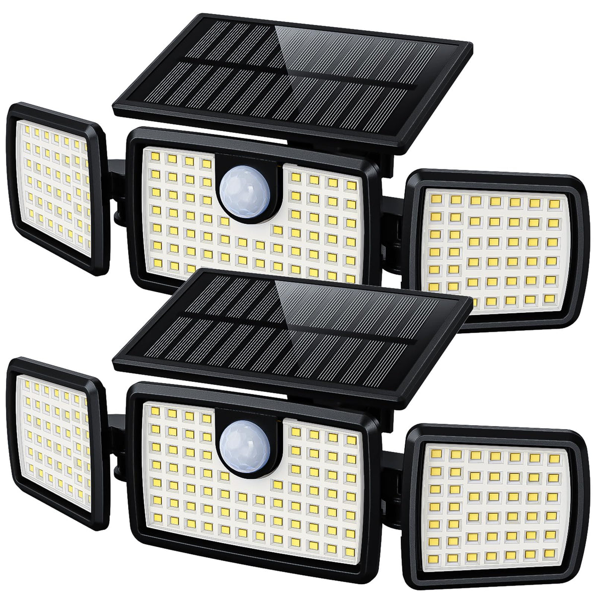 MIHANI solar flood lights with 270° wide-angle coverage for thorough outdoor security.