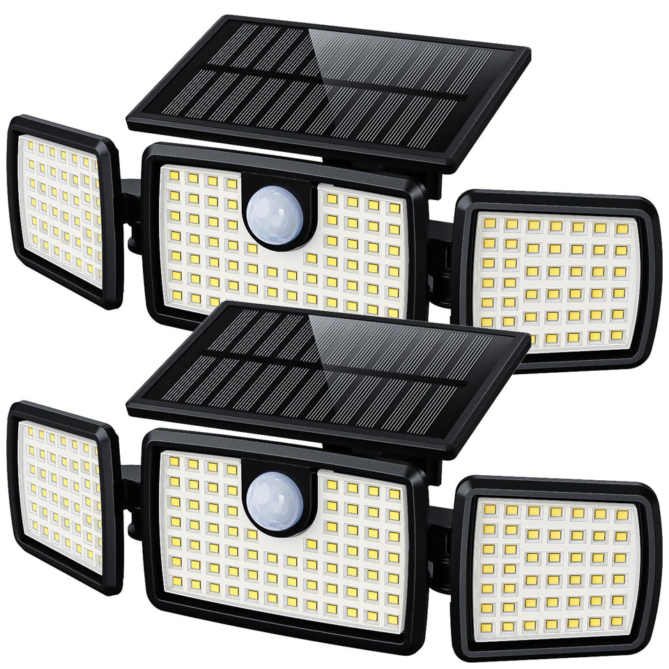 MIHANI solar flood lights with 270° wide-angle coverage for thorough outdoor security.