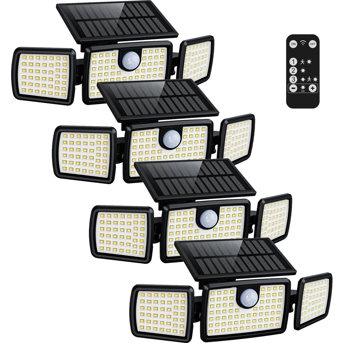 MIHANI solar lights with three adjustable heads for versatile outdoor coverage.