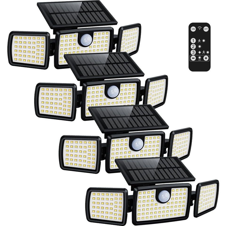 MIHANI solar lights with three adjustable heads for versatile outdoor coverage.