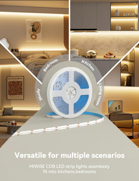 MIIWISE COB LED strip with copper PCB boosts heat dissipation and stability.