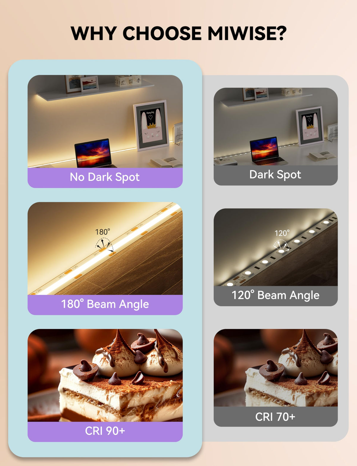MIIWISE COB LED strip with remote enables easy dimming for cozy shelves.