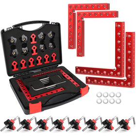 Mikego corner clamp shows 90-degree alignment for precise joints.