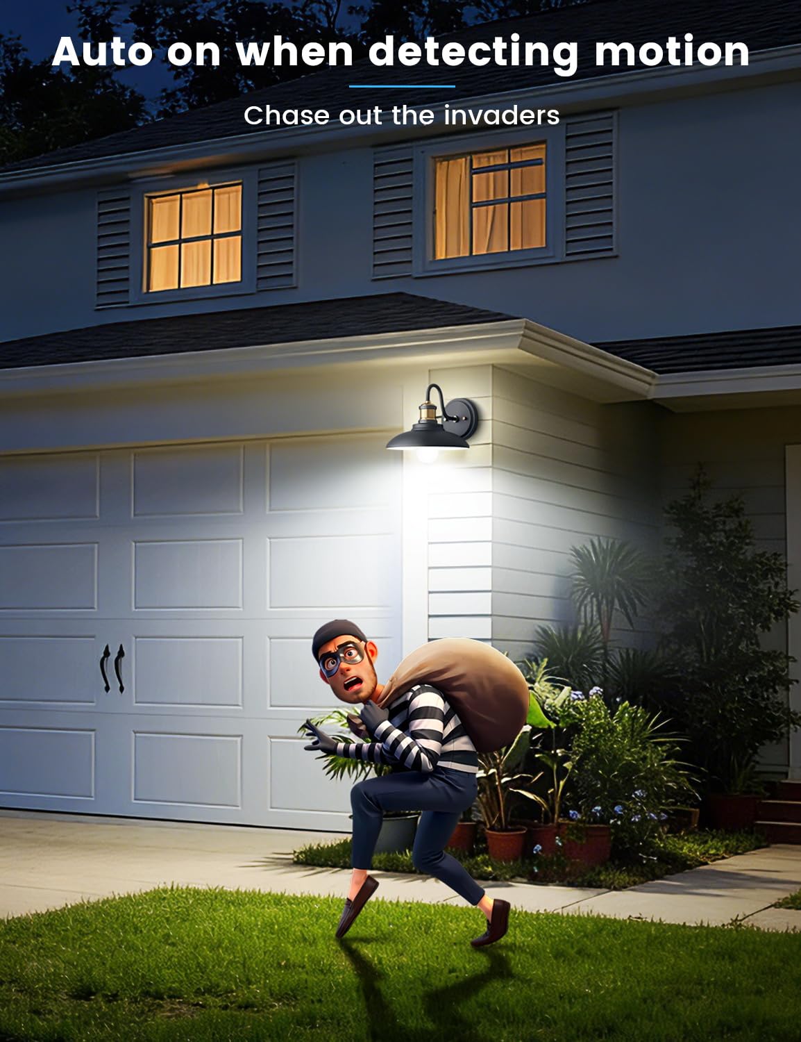MikeWin dusk-to-dawn sensor bulb automatically lights at dusk and saves energy at dawn