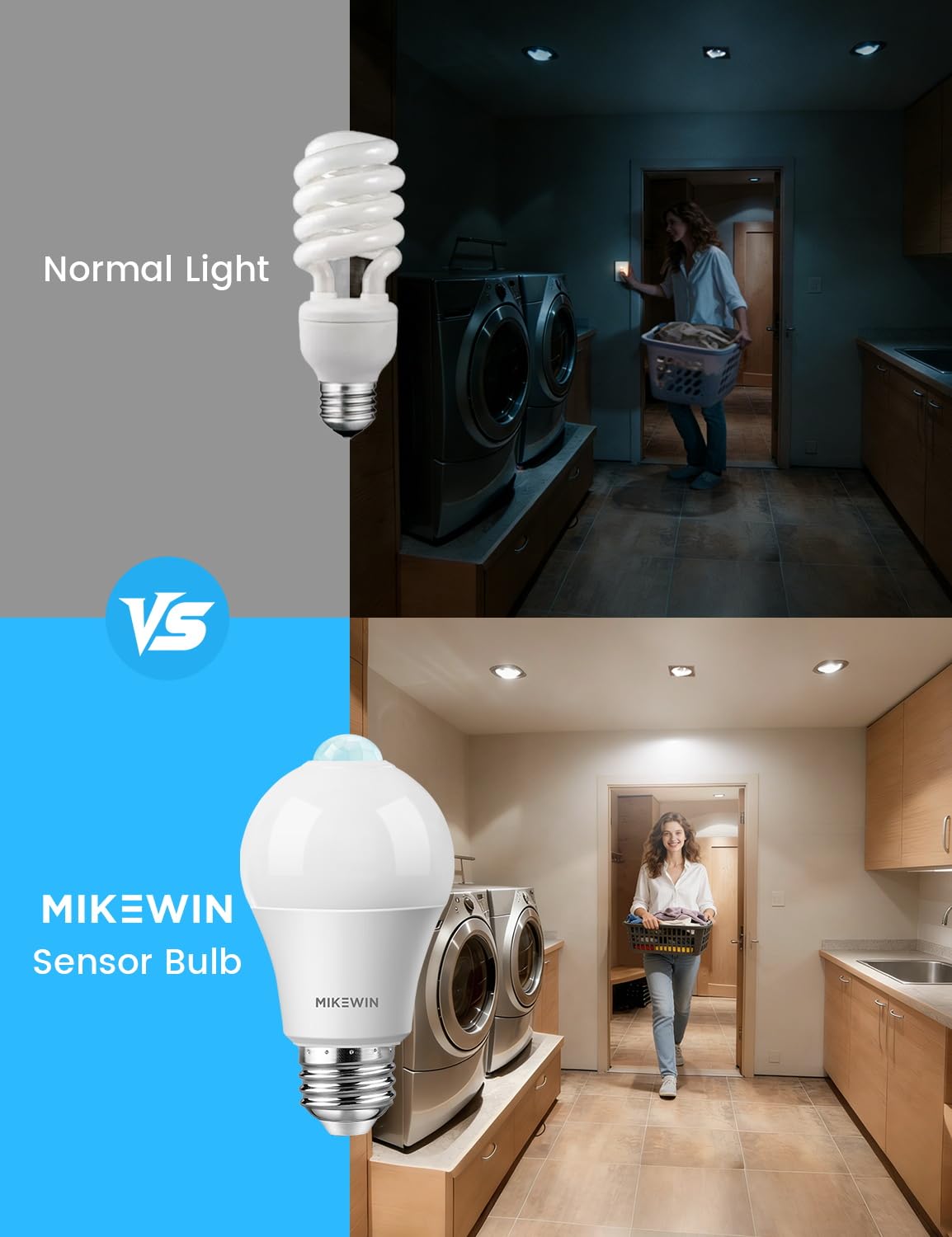 MikeWin entryway motion-sensor bulb lights up when movement is detected