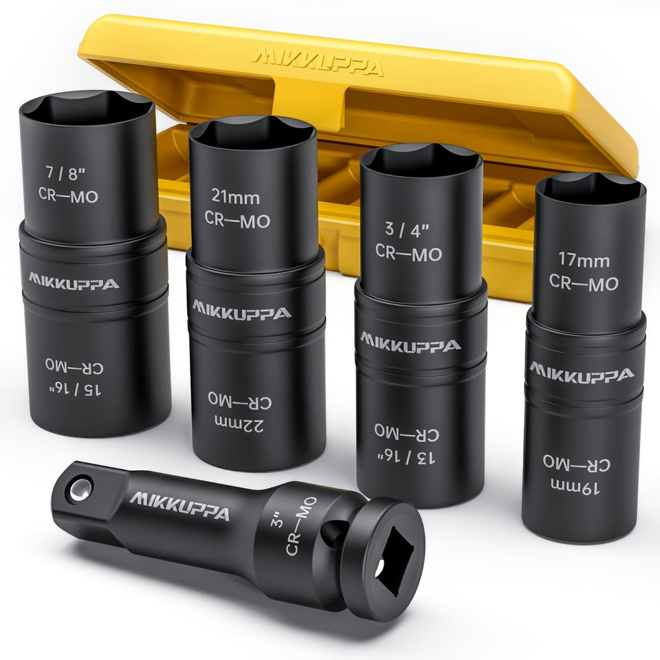 MIKKUPPA flip socket set featuring two sizes per socket for faster tire work