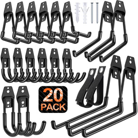 MIKRUI 20-pack garage hooks on wall freeing space for car and tools