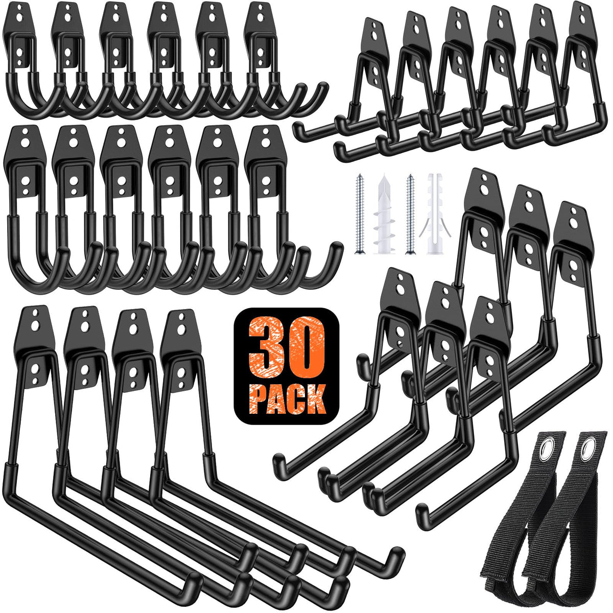 MIKRUI 30 pack garage hooks on wall for organized ladder storage