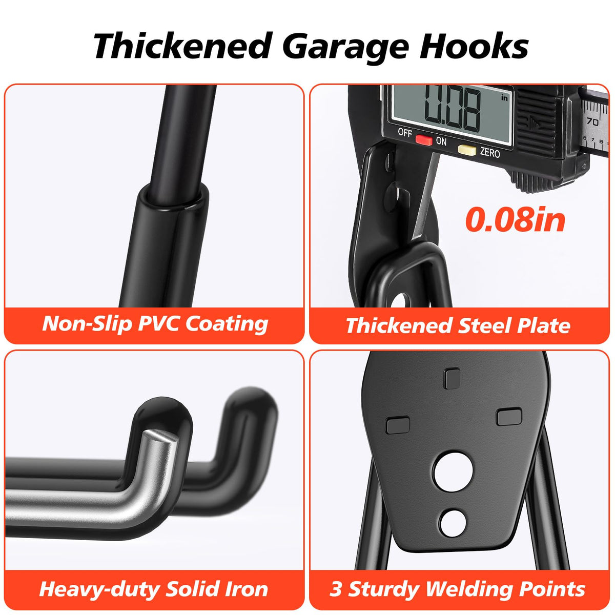 MIKRUI solid steel hooks resist bending and rust for long-term use