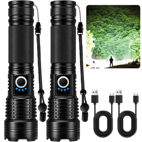 MILAOSHU 90,000-lumen flashlight front view for outdoor use