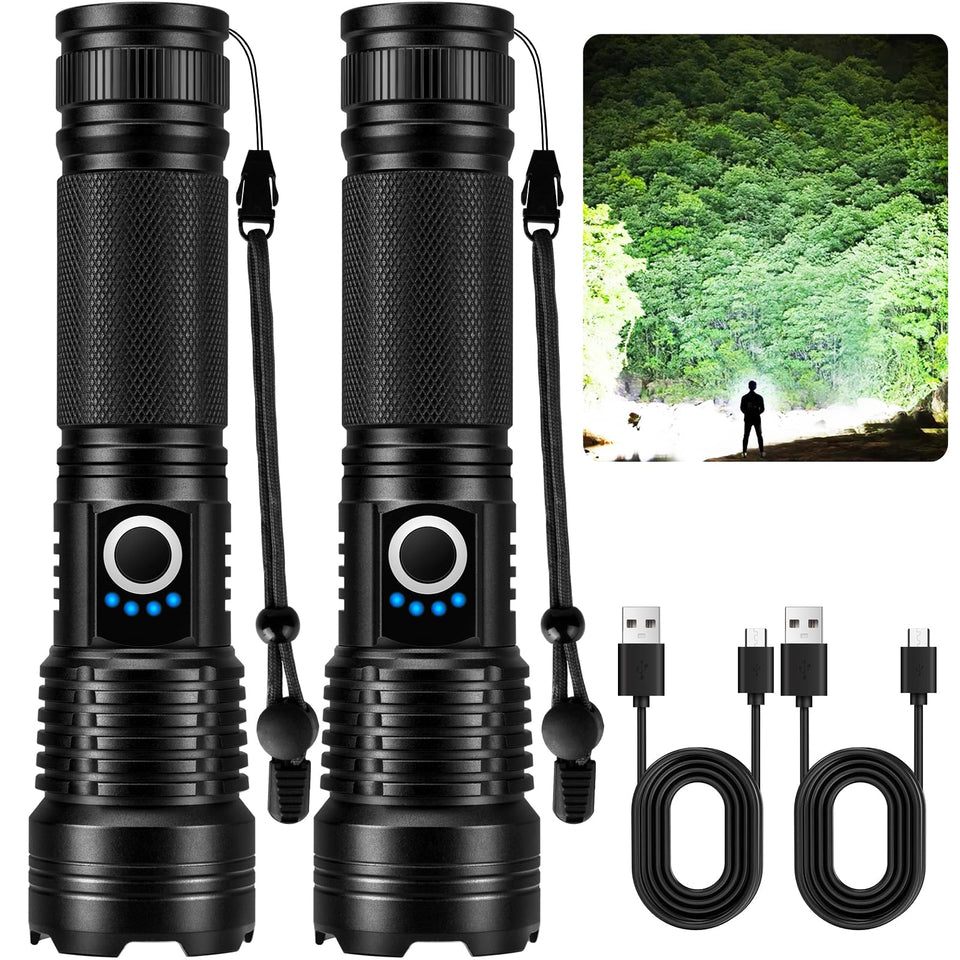 MILAOSHU 90,000-lumen flashlight front view for outdoor use