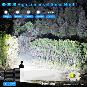 MILAOSHU rechargeable flashlight shows real-time power level