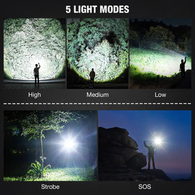 MILAOSHU flashlight with USB fast charging port in use