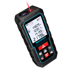 MiLESEEY laser measure showing 393 ft distance with quick auto calculations