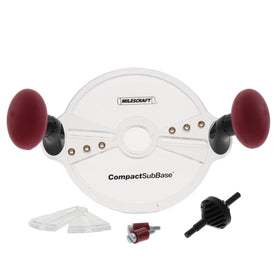 Milescraft 1225 CompactSubBase base plate for precise edge routing and universal compatibility.