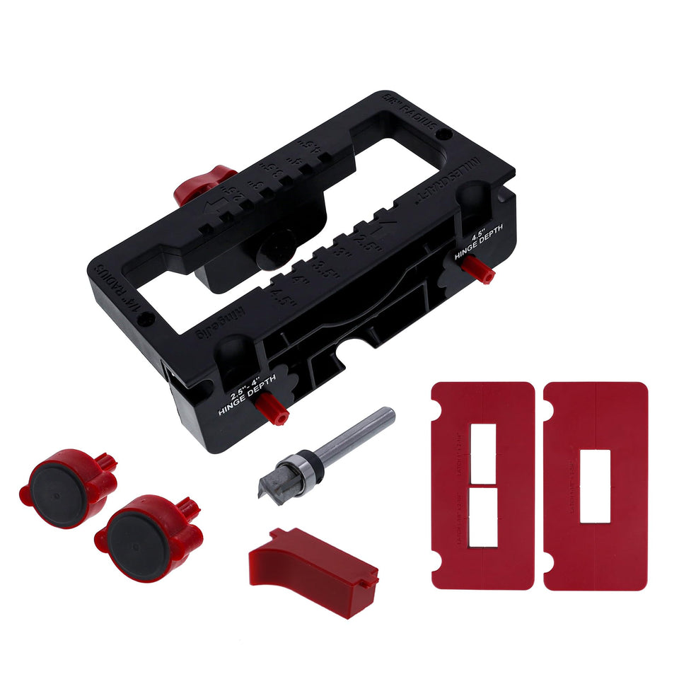 Milescraft 1226 hinge jig setup clamped for precise mortises