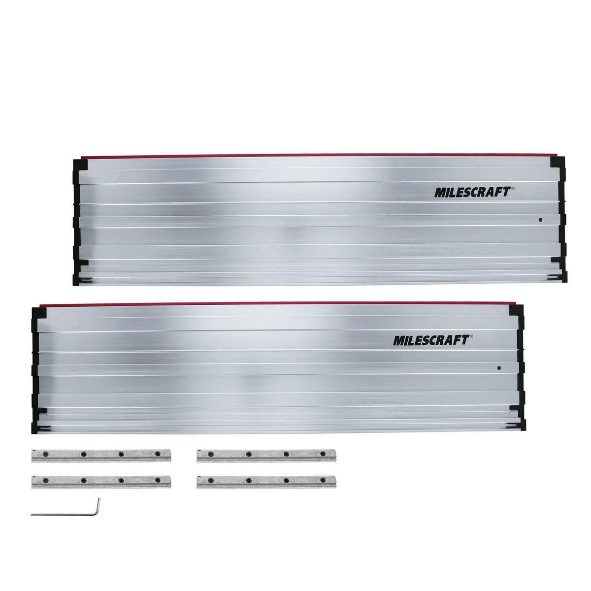 Milescraft 1408 rail extension in aluminum extending cutting range for large plywood sheets.