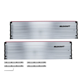 Milescraft 1408 rail extension in aluminum extending cutting range for large plywood sheets.