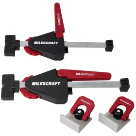 Milescraft 4030 InlineClamp low-profile design enables flush clamping on thick stock.